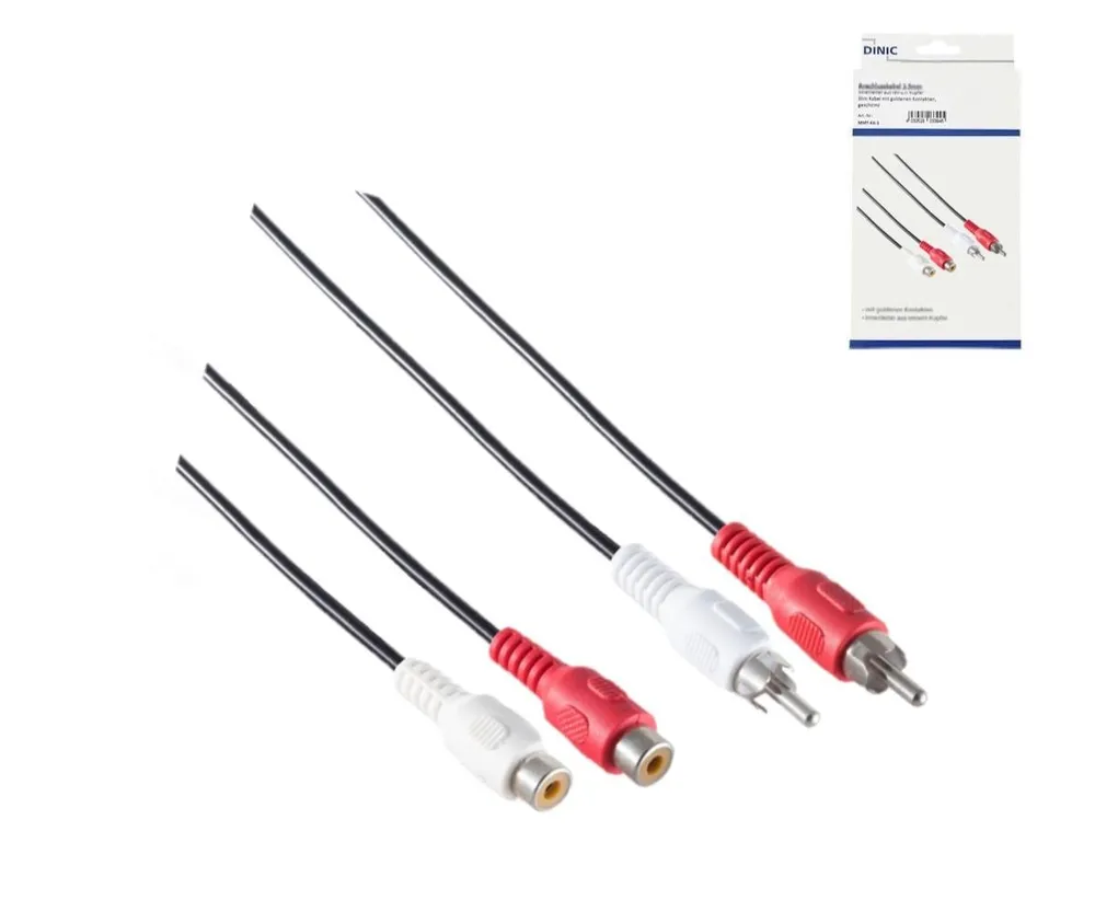 Audio Verlängerung, 2x Cinch Stecker auf 2x Cinch Buchse, 5m, schwarz