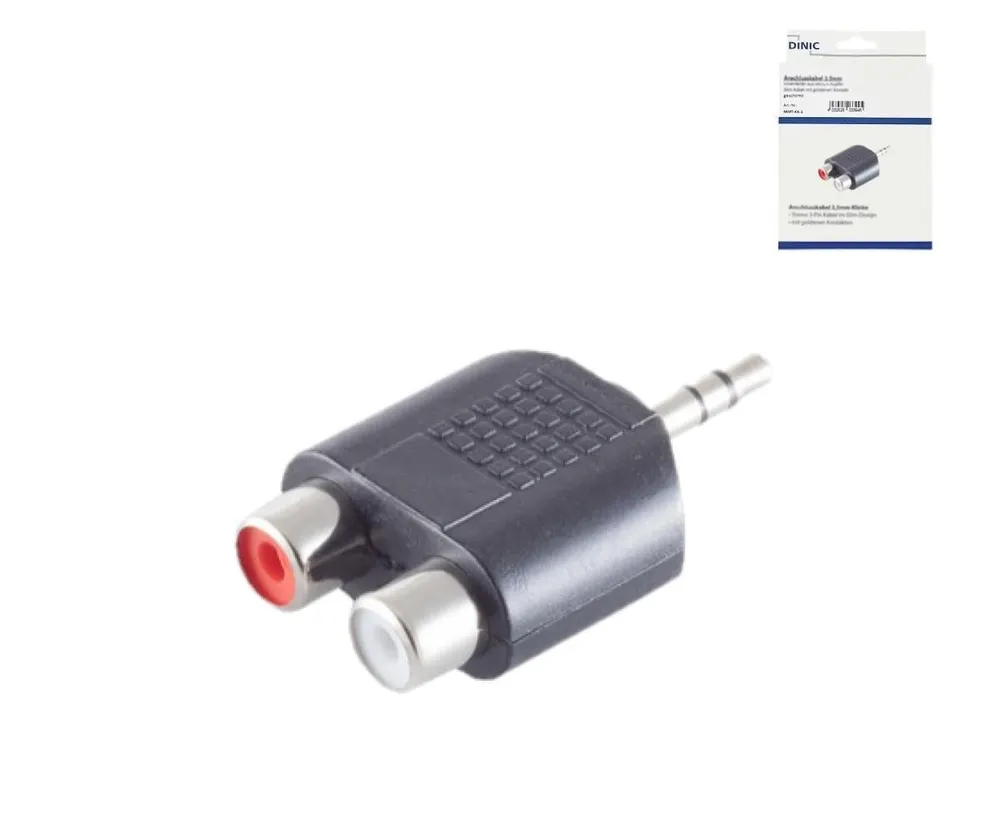Audioadapter 3,5mm Klinkenstecker auf 2x Cinchbuchse, schwarz