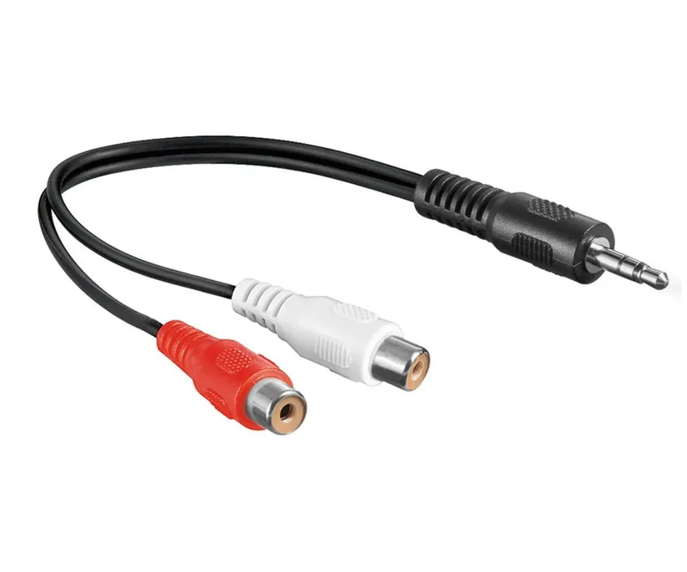 Audioadapter 3,5mm Stereoklinke auf 2x Cinch Buchse, 0,20m, schwarz