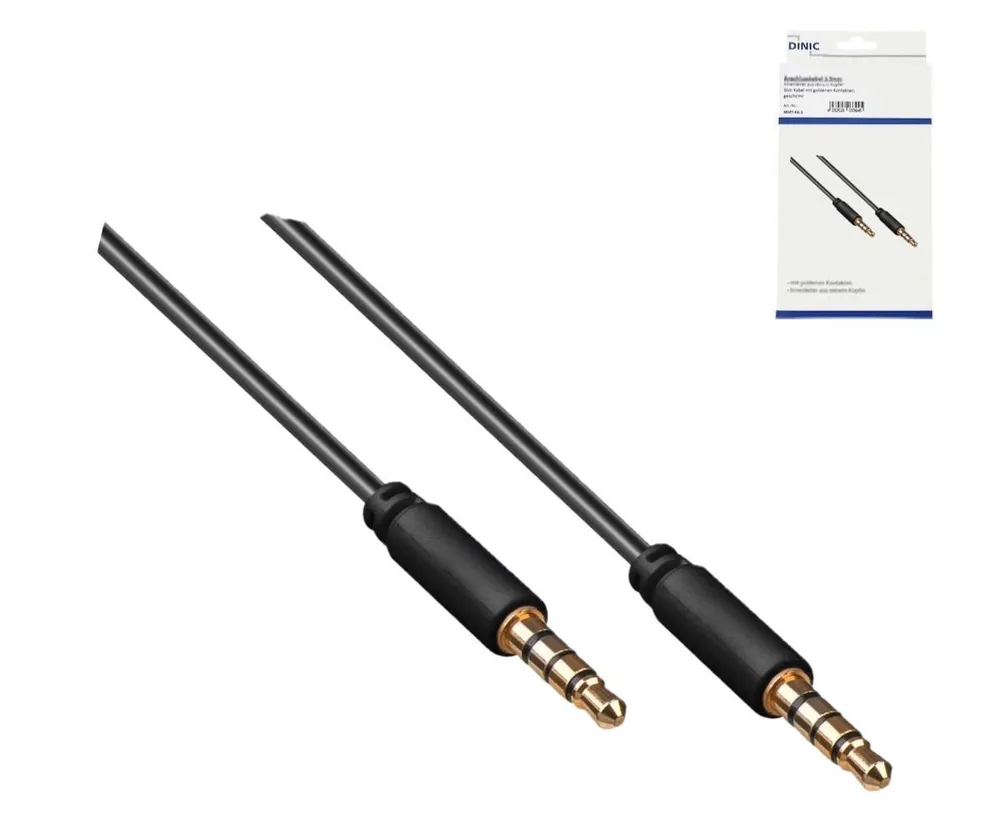 Audiokabel 3,5 mm 4pin Klinke auf Klinke (Stereo), 1,5m, schwarz 3.5 mm Klinkenkabel