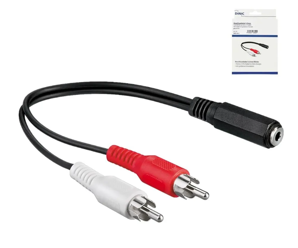 Audiokabel 3,5mm Buchse auf 2x Cinch Stecker, 0,2m