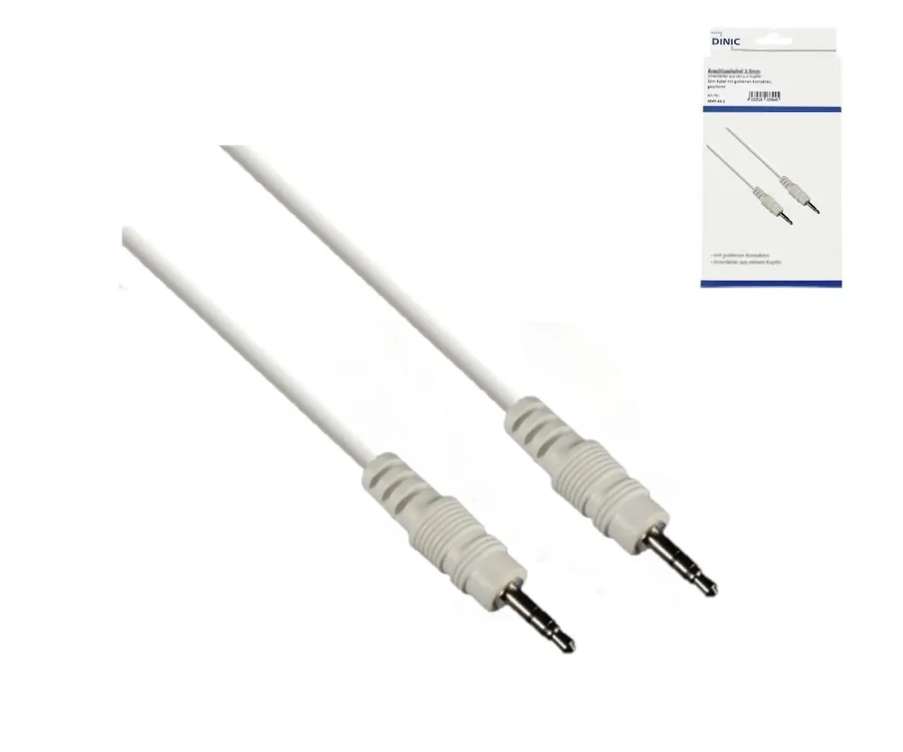 Audiokabel 3,5mm Stereoklinke Stecker auf Stecker, 0,50m , weiß 3.5 mm Klinkenkabel