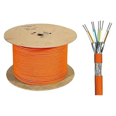 Dinic Cat.7 Netzwerk-Installationskabel, PiMF, 500m 100Ohm, 10GB, AWG 23, 1000 MHz, FRNC-B, orange