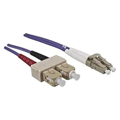 Dinic LWL Kabel OM4, 50µ, LC / SC Stecker Multimode, erikaviolett, duplex, LSZH, 100m