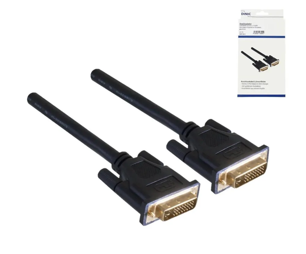 DVI-Digital Dual Link Kabel, 24+1 Stecker / Stecker, vergoldete Kontakte, mehrfach geschirmt, schwar