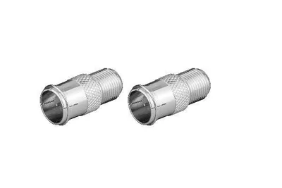 F-Quickstecker auf F-Buchse, 2 Stück, 2x SAT-Quickstecker auf SAT-Buchse, Vollmetall