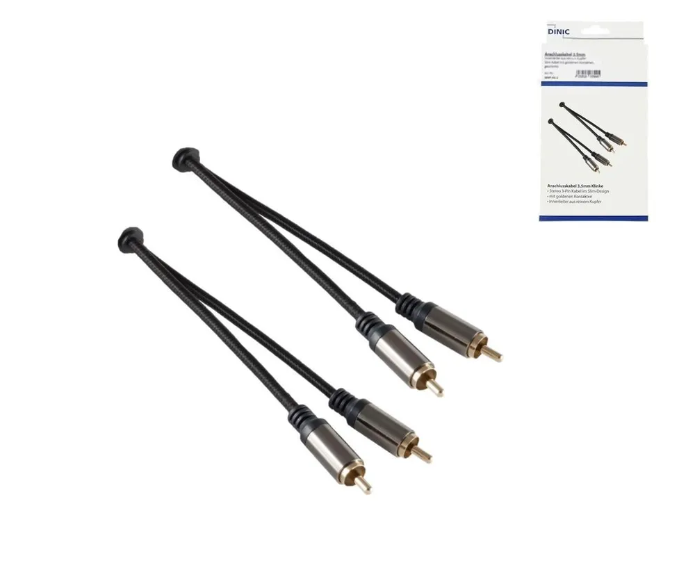 HQ Stereo Cinch Kabel, schwarz, 2x Cinch Stecker auf 2x Cinch Stecker, 2,5m
