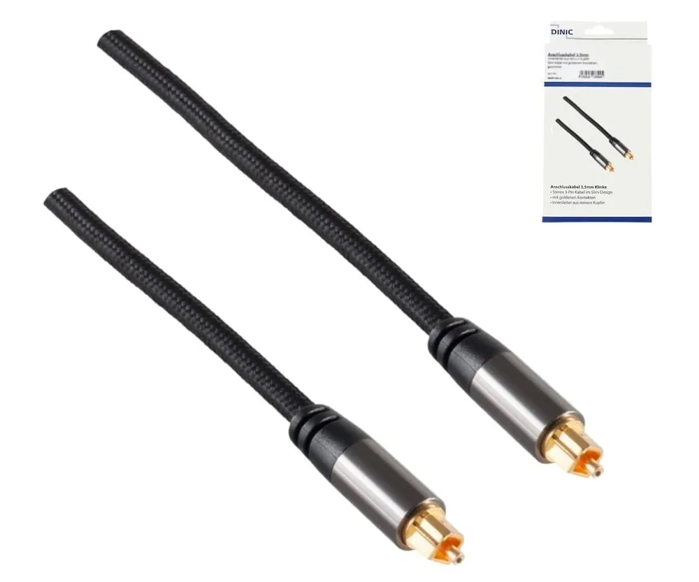 HQ Toslink Kabel, Textilgewebe, schwarz, Toslink Stecker auf Toslink Stecker, 6mm Ø, 1,5m