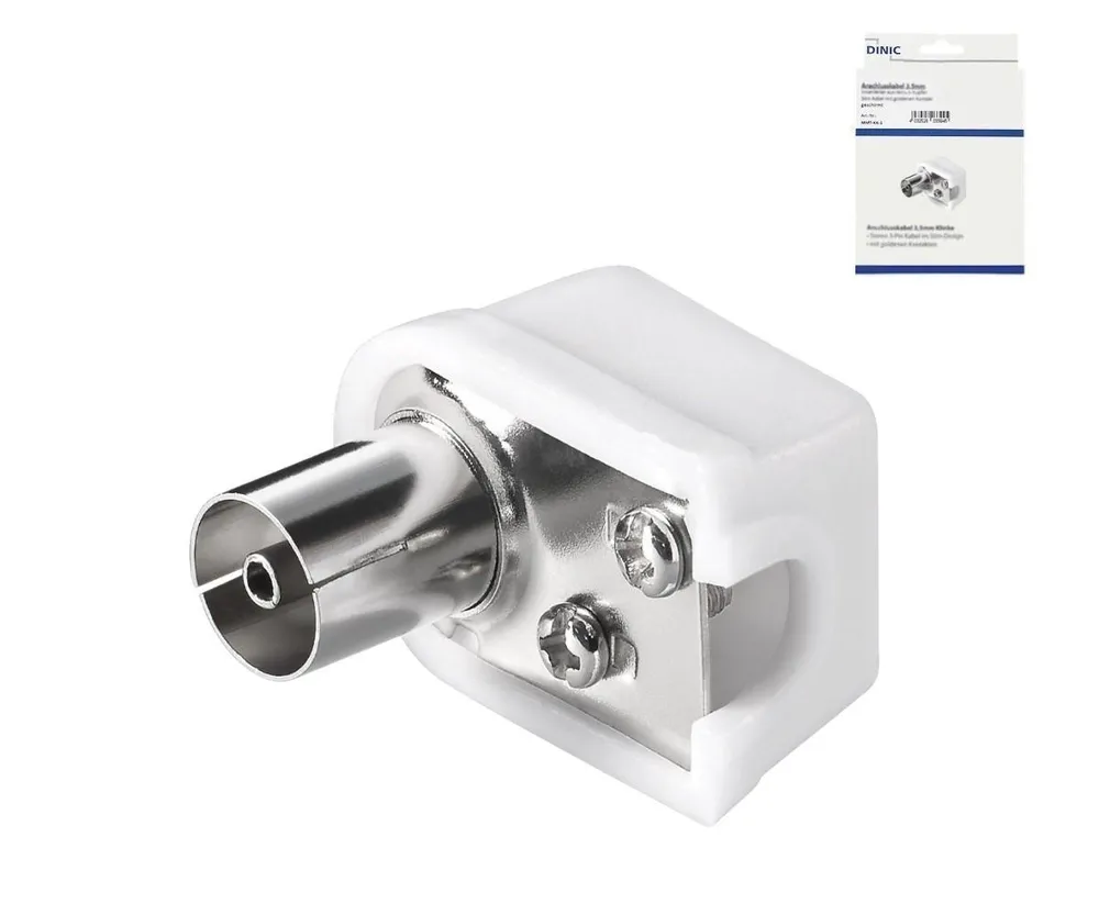 Koaxial Winkel-Kupplung Kunststoff (slim), Schraubbefestigung, Anschluss an Koaxialkabel