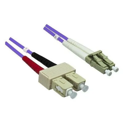 Dinic LWL Kabel OM4, 50µ, LC / SC Stecker Multimode, erikaviolett, duplex, LSZH, 50m