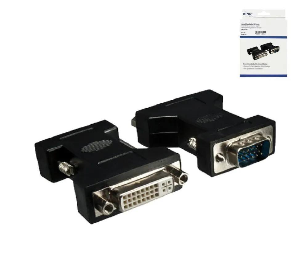 Monitor Adapter VGA Stecker auf DVI-I Buchse, schwarz