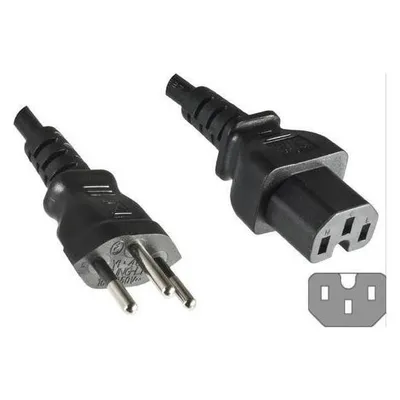 Dinic Netzkabel Schweiz Typ J (teilisoliert) auf C15 Warmgeräte, 1mm², Zulassung: SEV, schwarz, Länge 1,80