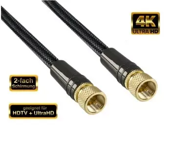 Premium SAT Koaxialkabel, schwarz, 1m