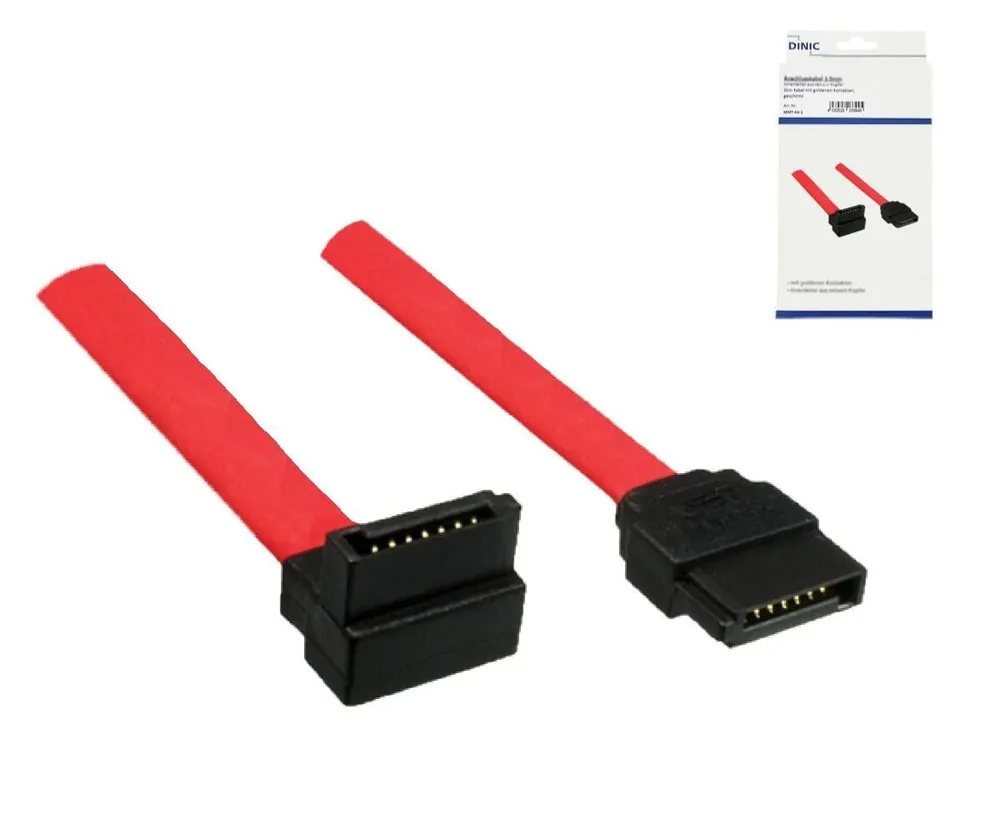 S-ATA 1, 2, 3 Kabel, S-ATA gerade auf S-ATA 90° rechts gewinkelt, 0,50m