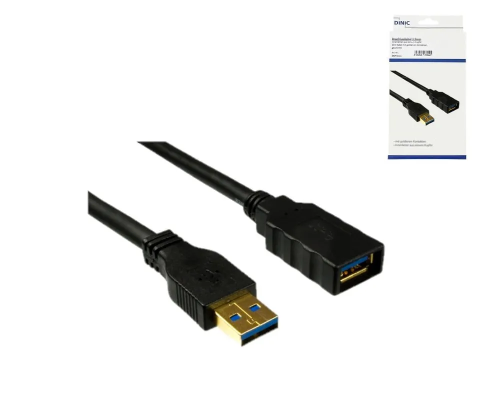USB 3.0 Verlängerung, A Stecker auf A Buchse schwarz, 2 m