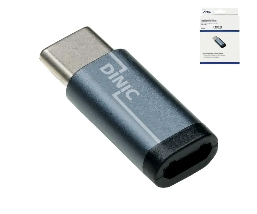 USB-Adapter, USB-C Stecker auf Micro-USB Buchse, Grau