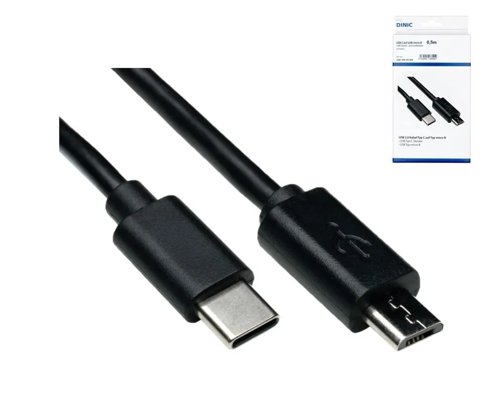USB-C 3.1 auf Micro-USB Kabel, 0,5 m, Schwarz