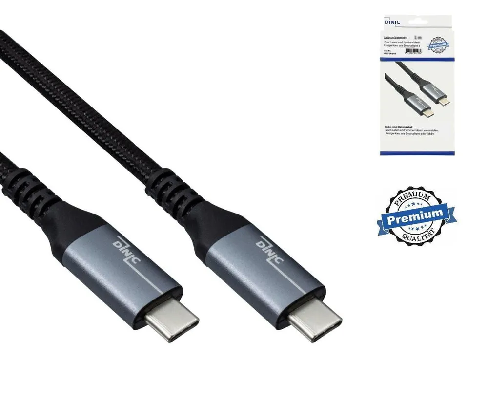 USB-C 3.2 HQ Kabel, Schwarz, 0,5 m, unterstützt 100W (20V/5A) Aufladung, 20 GBit/s