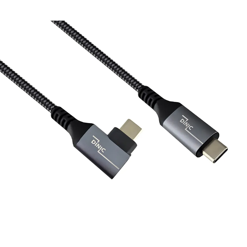 USB C 4.0 Daten und Ladekabel, Typ C gerade auf 90° Winkel, schwarz, 1m