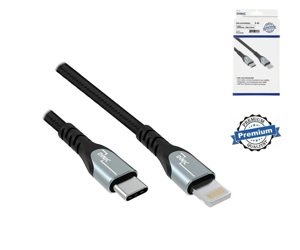 USB-C auf Lightning Sync- und Schnellladekabel, 0,5 m, Schwarz