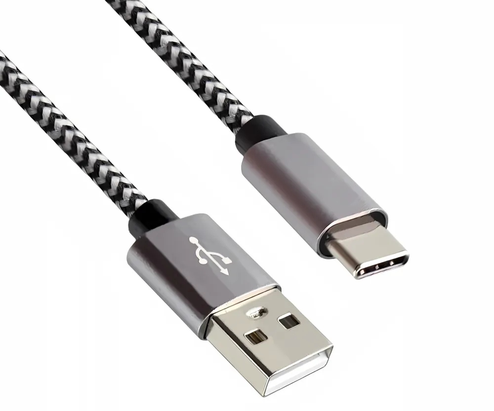 USB Typ C auf A Ladekabel, Hochwertige Aluminium-Stecker, 5V, 2A, Nylonummantelung, Space Grey, 0,5m