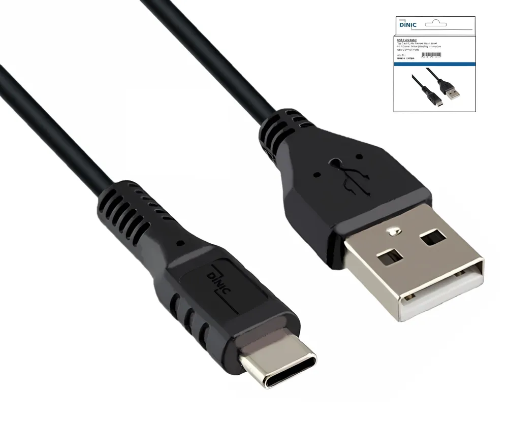 USB Typ C auf A Ladekabel, USB Typ C auf A Stecker, 5V, 3A, 1 m, schwarz