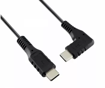 USB Typ C auf C 90°, Ladekabel, 480 Mbit/s, 60W, 3A, OD: 3.5mm, schwarz, Dinic Box mit Euroloch, 1m