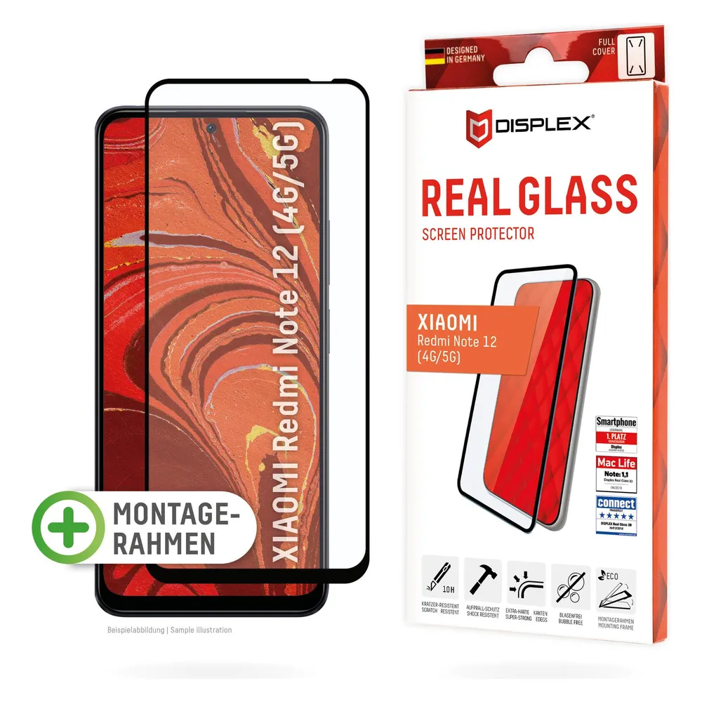 Displex Real Glass, Full Cover Panzerglas (Xiaomi Redmi Note 12)