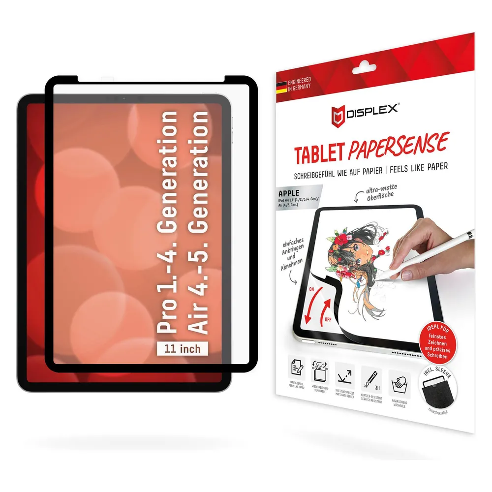 Displex Tablet Papersense, iPad Paper Feeling Schutzfolie (1 Stk., Apple iPad Pro 11 2018, Apple iPad Pro 11 2020, Apple iPad Pro 11 2021, Apple iPad Pro 11 2022)
