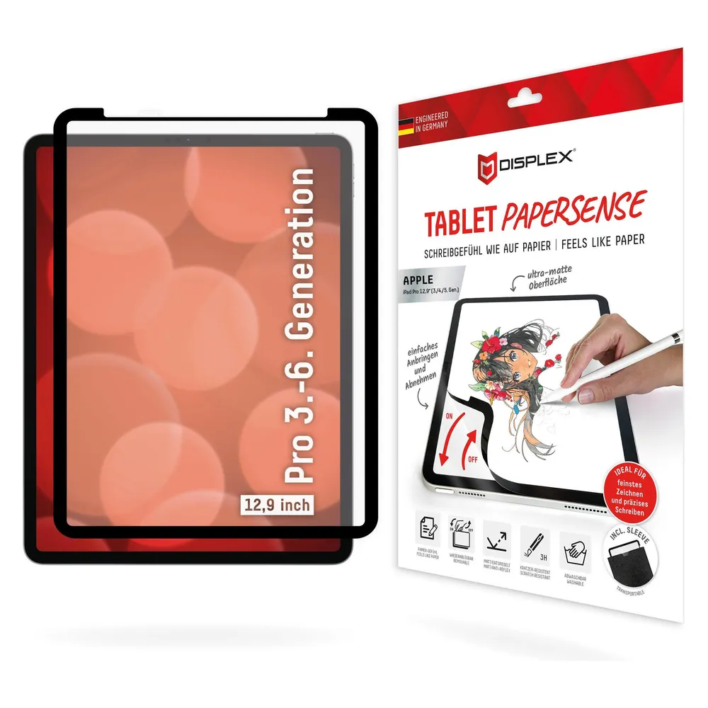 Displex Tablet Papersense, iPad Paper Feeling Schutzfolie (1 Stk., Apple iPad Pro 12.9 2018, Apple iPad Pro 12.9 2020, Apple iPad Pro 12.9 2021, Apple iPad Pro 12.9 2022)