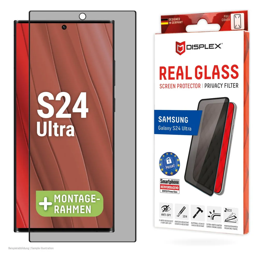 Displex Real Glass, Privacy Full Cover Panzerglas (1 Stk., Samsung Galaxy S24 Ultra)