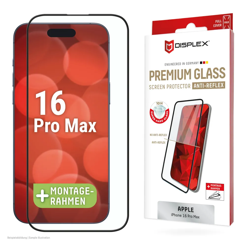 Displex Displayschutzglas Full Cover Anti-Reflex für iPhone 16 Pro Max