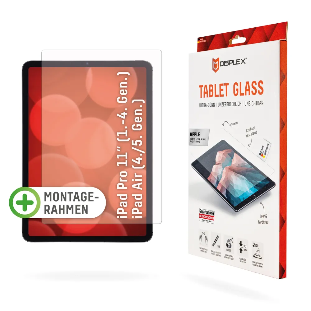 Displex Displayschutzfolie Tablet Glass iPad Pro 11 (1/2/3)/Air (4) für Apple iPad Air (4. und 5. Gen), Apple iPad Pro 11" (1.-4. Gen), 1 Stück
