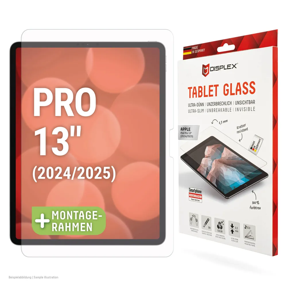 Displex Displayschutzfolie Tablet Glass für Apple iPad Pro 13" (2024/2025), Displayschutz, Bildschirmschutz, kratz & stoßfest, einfaches Anbringen