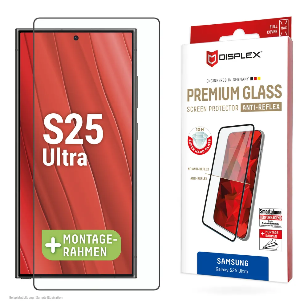 Displex Displayschutzglas Premium Glass Anti-Reflex Screen Protection für Samsung Galaxy S25 Ultra, Displayschutzfolie, Schutzfolie, Bildschirmschutz, kratz- & stoßfest