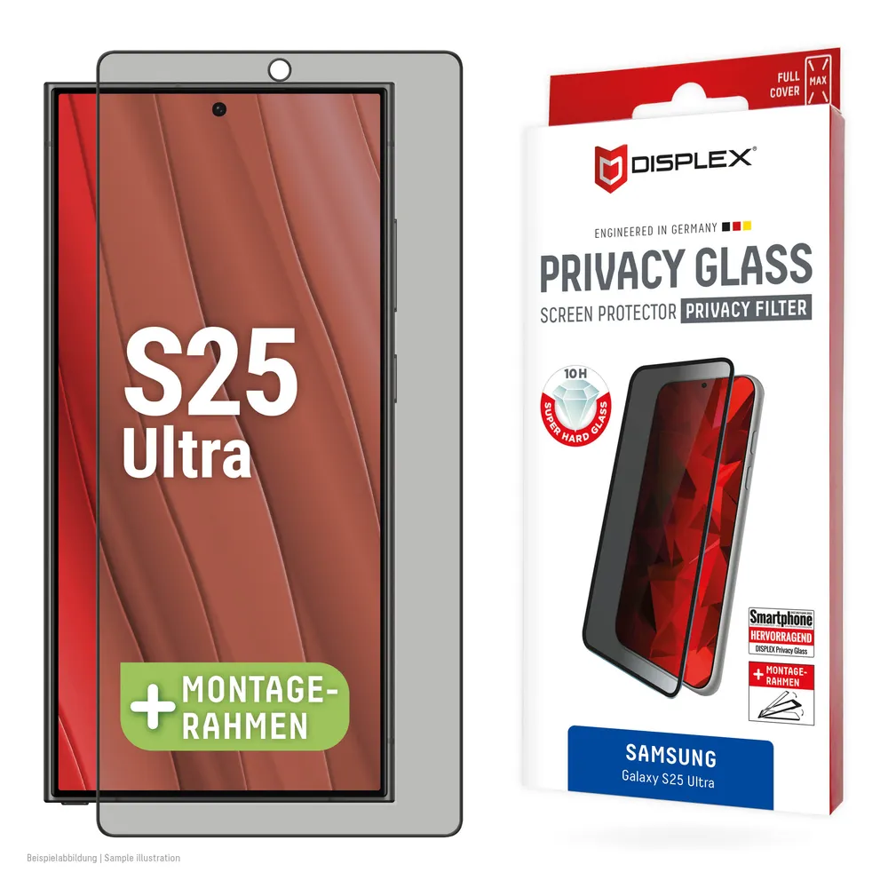 Displex Displayschutzglas Privacy Glass Screen Protection für Samsung Galaxy S25 Ultra, Displayschutzfolie, Schutzfolie, Bildschirmschutz, kratz- & stoßfest