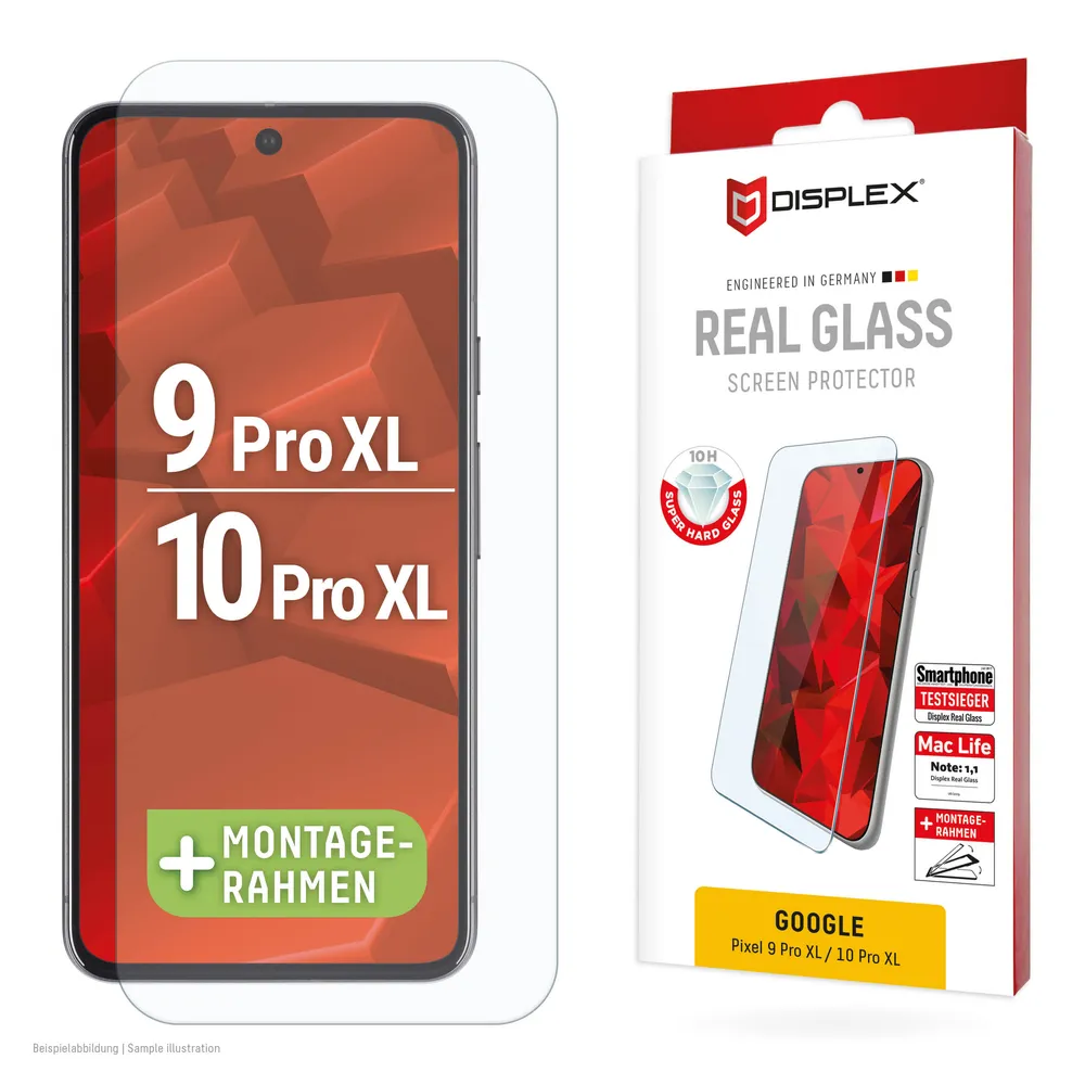 Displex Displayschutzglas Real Glass Screen Protection für Google Pixel 10 Pro XL, Google Pixel 9 Pro, Displayschutzfolie, Schutzfolie, Bildschirmschutz, kratz- & stoßfest