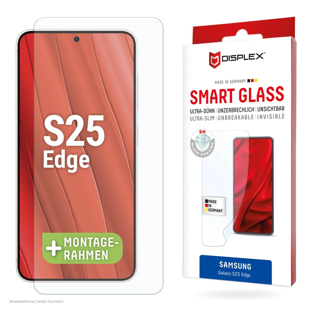 Displex Displayschutzglas Smart Glass für Samsung Galaxy S25 Edge, Displayschutzfolie, Schutzfolie, Bildschirmschutz, kratz- & stoßfest