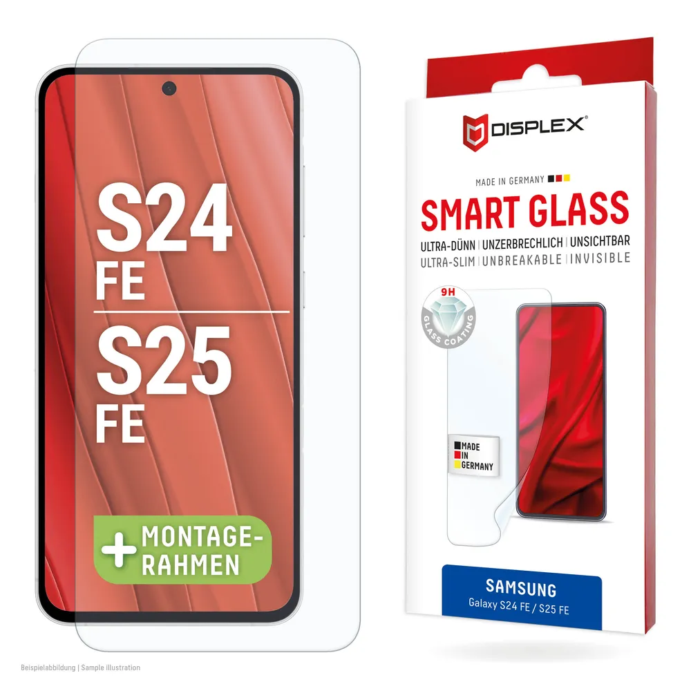 Displex Displayschutzglas Smart Glass Screen Protector für Samsung Galaxy S24 FE, Samsung Galaxy S25 FE, Displayschutzfolie, Schutzfolie, Bildschirmschutz, kratz- & stoßfest