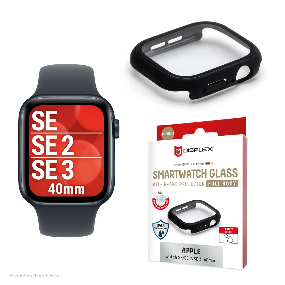 Displex Displayschutzglas Smartwatch Glass All-In-One Protector Full Body für Apple Watch SE 2 40 mm