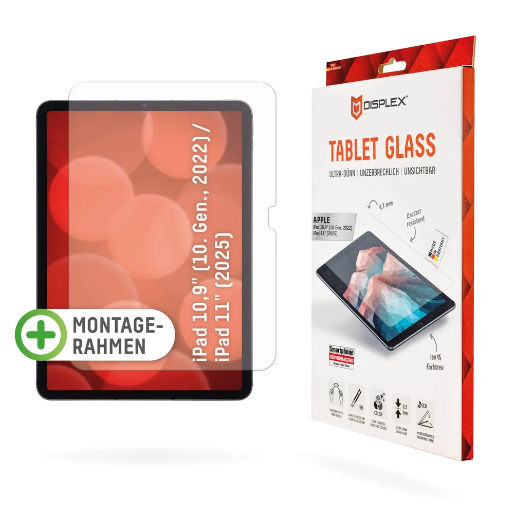 Displex Displayschutzglas Tablet Glass iPad 10,9 (10. Gen., 2022) für Apple iPad 10,9" (10. Gen., 2022), Apple iPad 11" (2025)