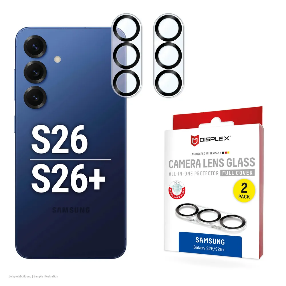 Displex Kameraschutzglas Camera Lens Glass All-In-One Protector Full Cover für Samsung Galaxy S26, Samsung Galaxy S26+, Kameraschutzfolie, Schutzfolie, Lens Protector, kratz- & stoßfest