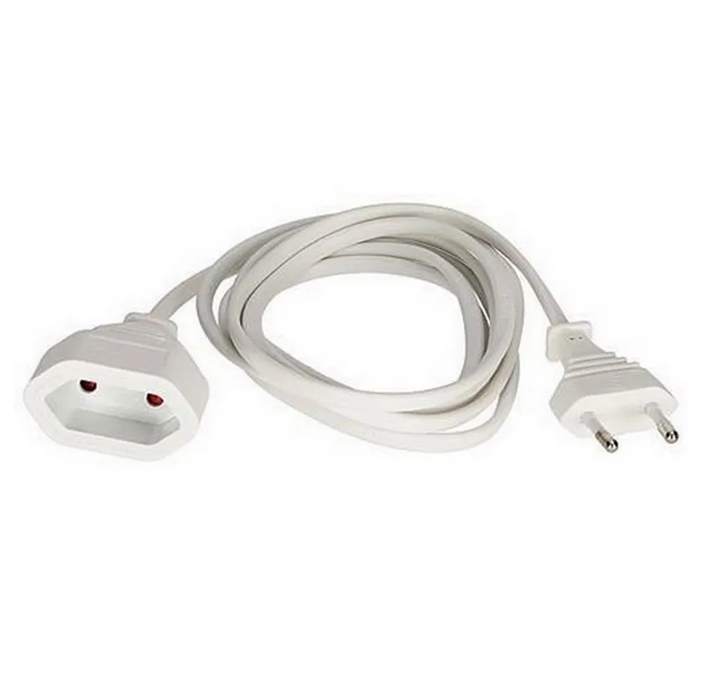 DIW Verlängerungskabel Euro Verlängerung Stecker Kupplung 2m weiß flach Verlängerungskabel, (200 cm), 2 Meter