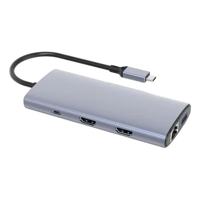 Hub DLH 8 Ports 10 Gbps USB-C DY-SA5375 Dual HDMI 4K 60Hz Gigabit Ethernet