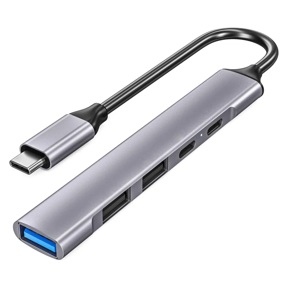 Hub DLH 5 Ports 5000 Mbps Modell DY-TU4990 mit 100 W Ladefunktion und Rundkabel