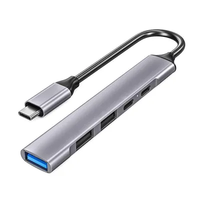 Hub DLH 5 Ports 5000 Mbps Modell DY-TU4990 mit 100 W Ladefunktion und Rundkabel