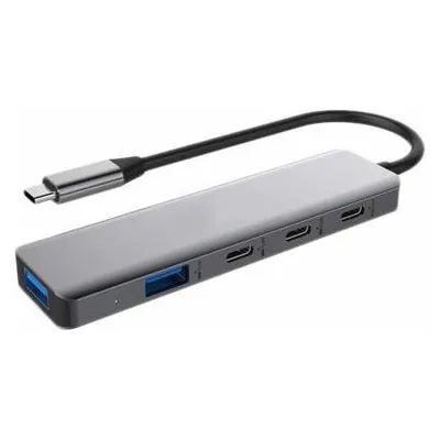 Hub DLH 5 Ports 10 Gbps USB-C DY-TU5200 mit 16 cm Kabel 100 W Grau