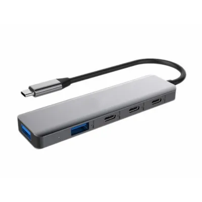 Hub DLH 5 Ports 10 Gbps USB-C DY-TU5200 mit 16 cm Kabel 100 W Grau