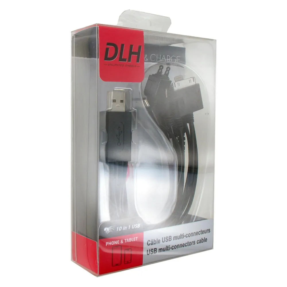 Ladekabel DLH DY-TU1975B USB A Schwarz 1 m 10 Anschlüsse