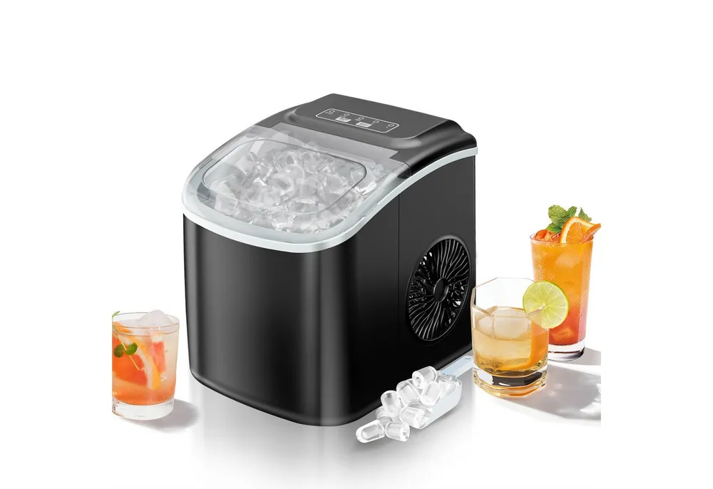 DollarDash Eismaschine 12kg/24h, 9 Würfel in 6 Min, 2 Kugelgrößen, Autoreinigung, 1,9 l, Leiser Betrieb unter 40 dB, kompakt, ideal für Küche, Büro, Camping